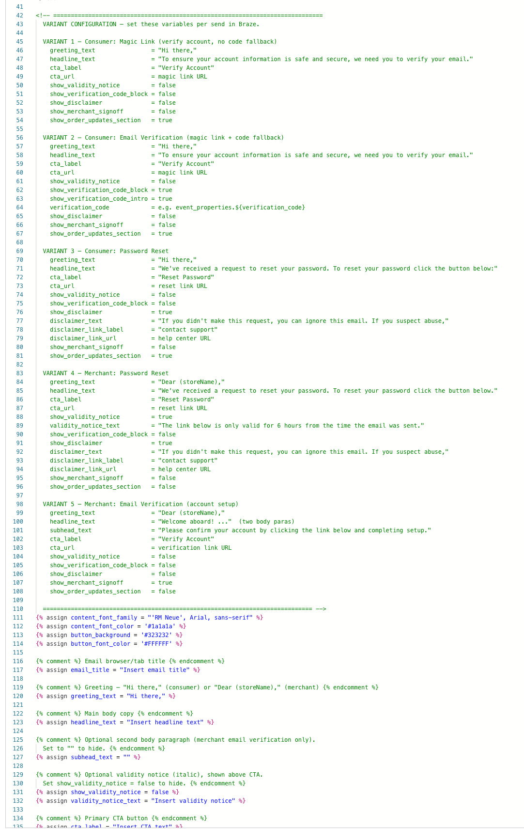 Route template logic showing liquid variables and instructions for non-technical users